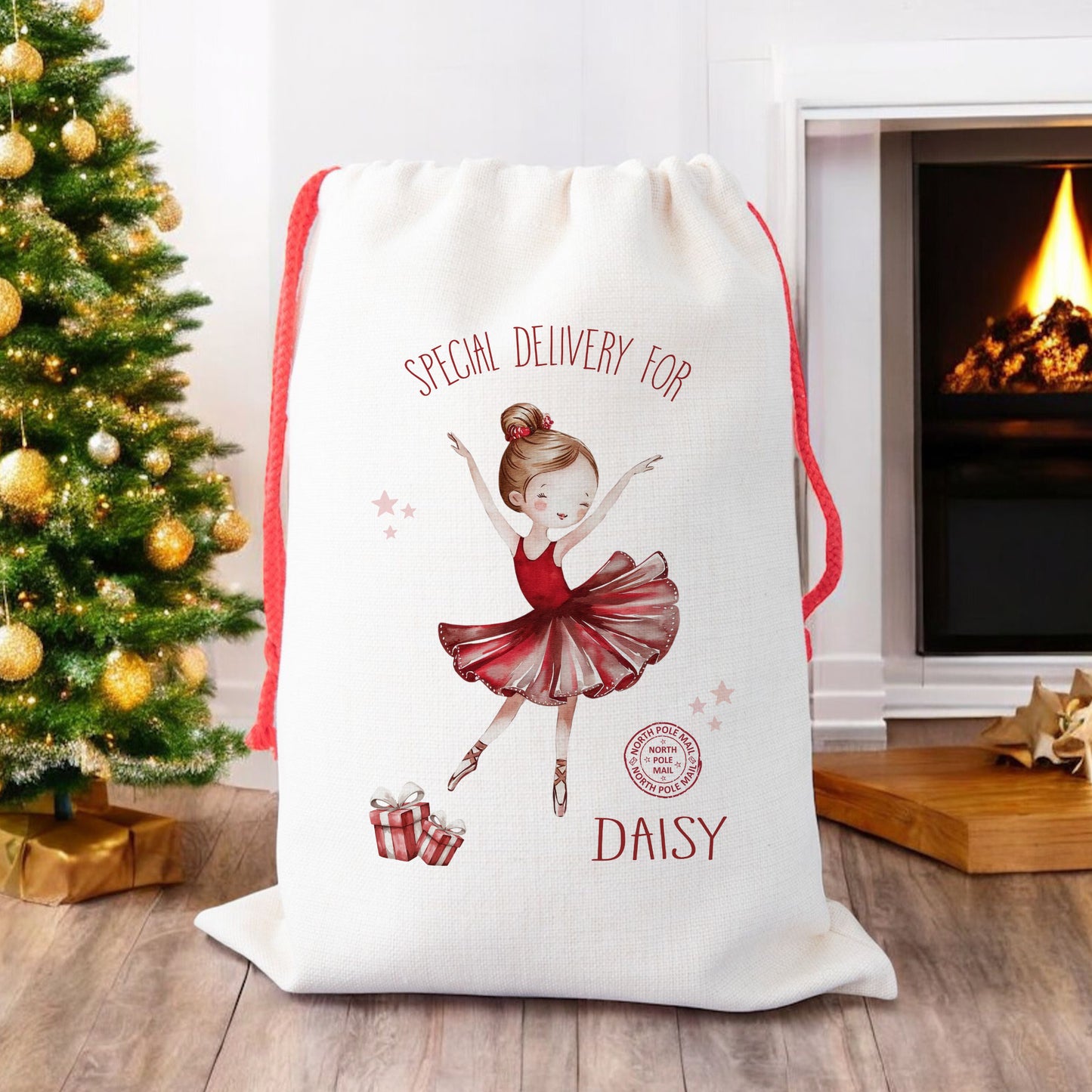Personalised Santa Sack, Gift Sack for Kids or Adults, Ballerina