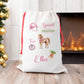 Personalised Christmas Santa Gift Sack – Pink Horse Design – Custom Name Christmas Sack for Girls & Pony Lovers