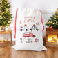 Personalised Christmas Santa Gift Sack – Emergency Vehicles Design – Ambulance, Police & Fire Brigade – Custom Name Christmas Sack for Kids