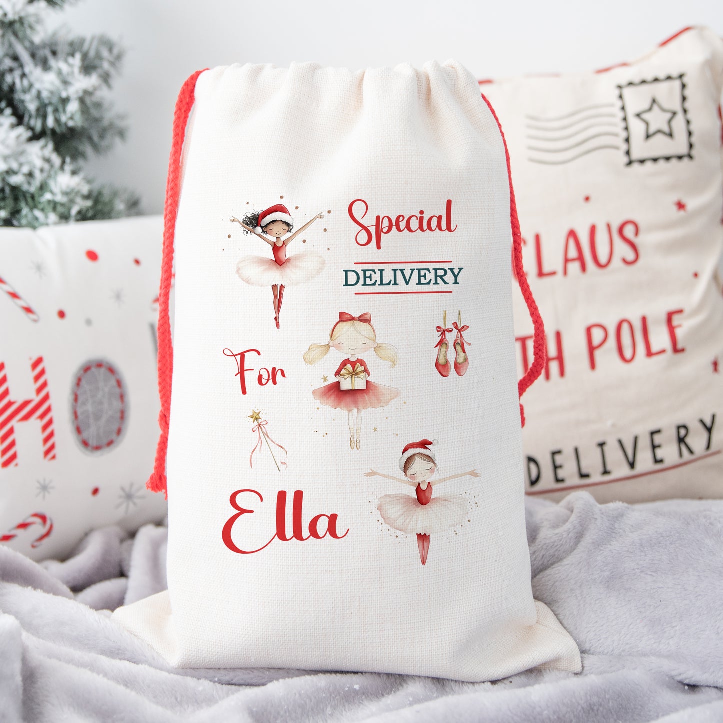 Personalised Santa Sack, Gift Sack for Kids or Adults, Ballerinas