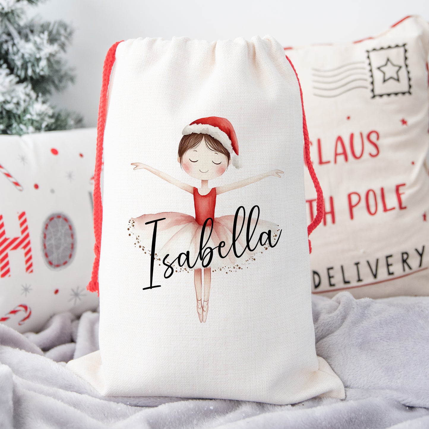 Personalised Santa Sack, Gift Sack for Kids or Adults, Ballerina