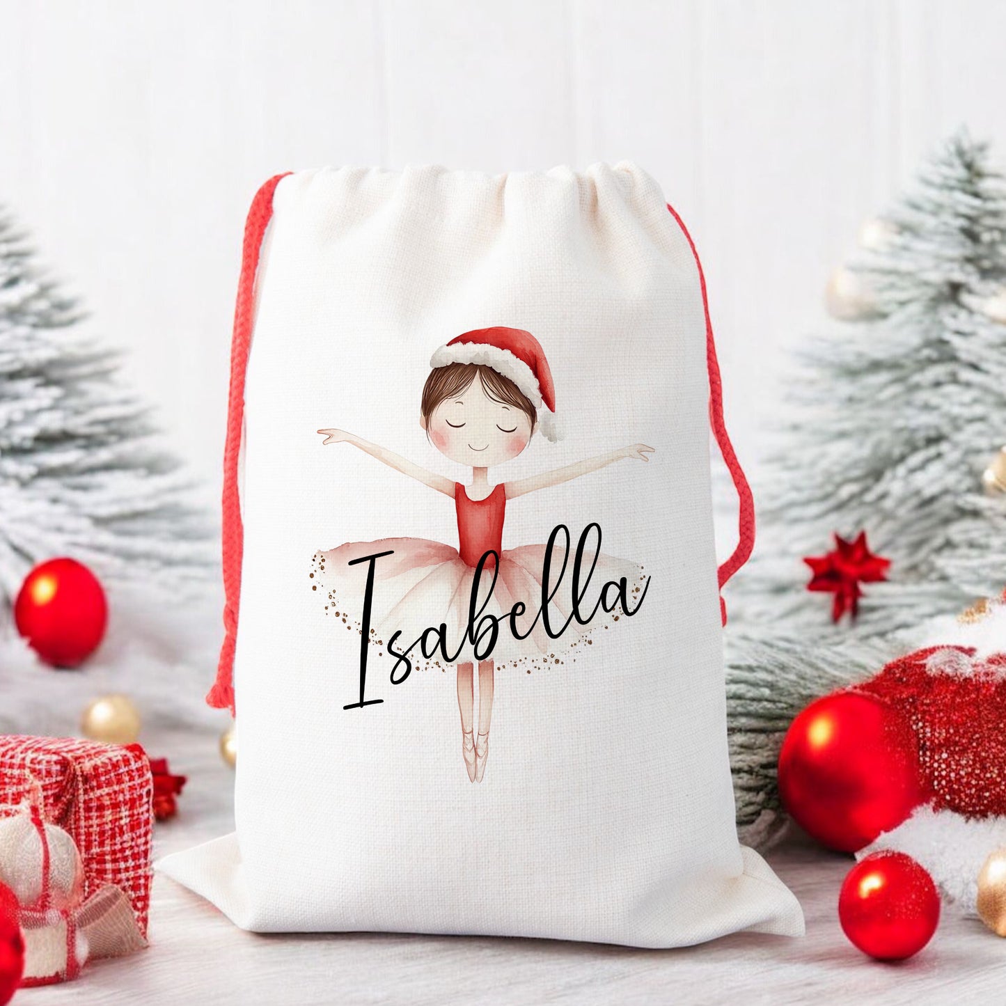 Personalised Santa Sack, Gift Sack for Kids or Adults, Ballerina