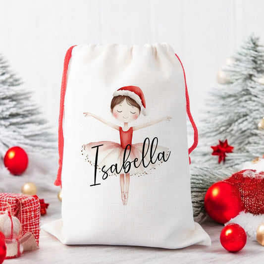 Personalised Santa Sack, Gift Sack for Kids or Adults, Ballerina