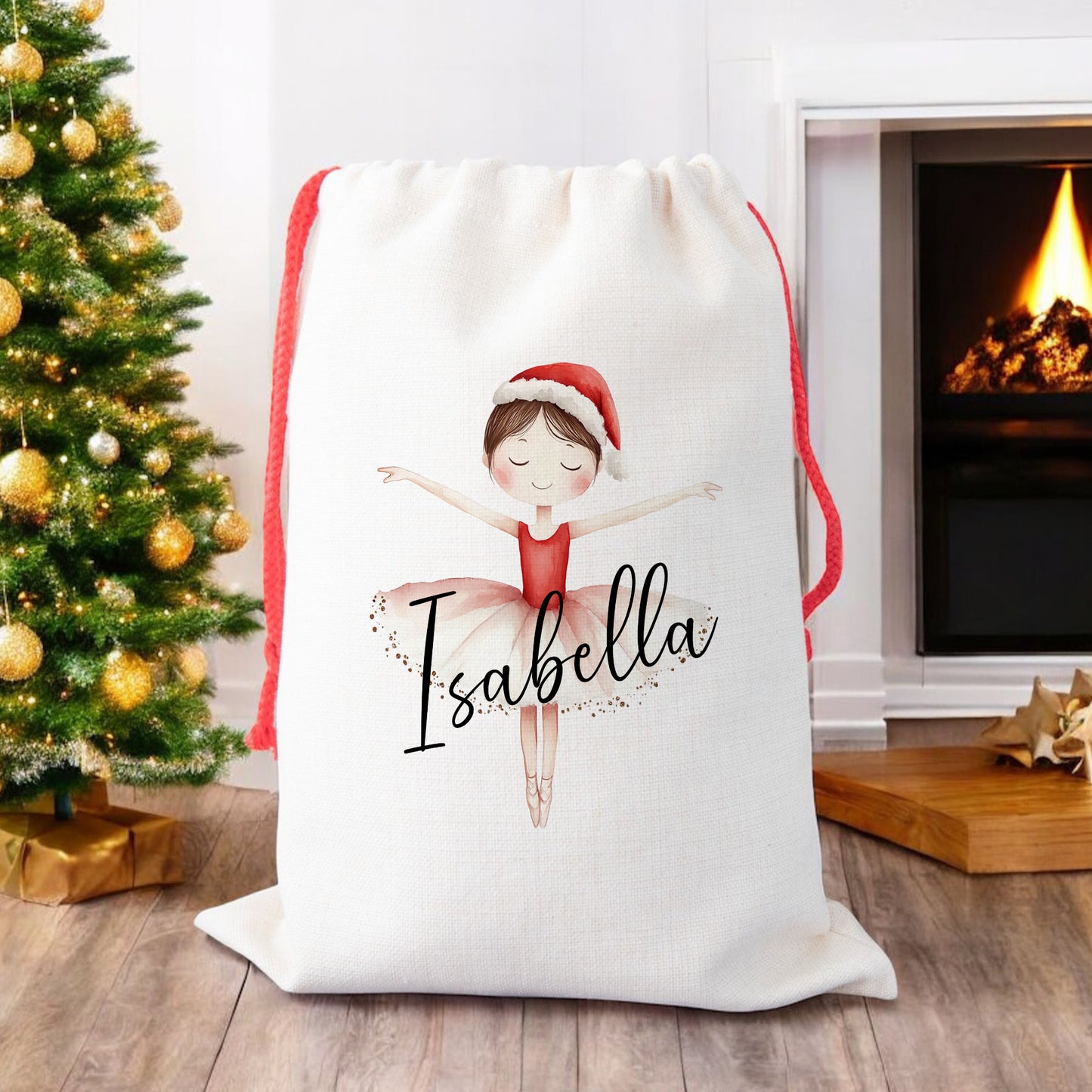 Personalised Santa Sack, Gift Sack for Kids or Adults, Ballerina