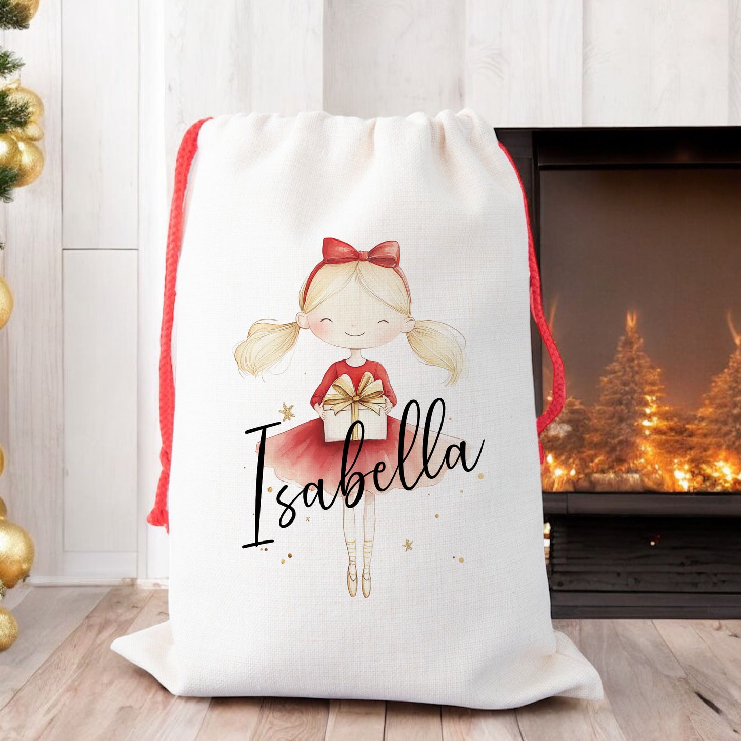 Personalised Santa Sack, Gift Sack for Kids or Adults, Ballerina