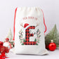 Personalised Christmas Santa Gift Sack – Red Plaid Reindeer Ears Design – Custom Name Christmas Sack