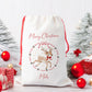 Personalised Christmas Santa Gift Sack – Reindeer Design  – Custom Name Christmas Sack Red, Pink, Green