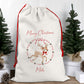 Personalised Christmas Santa Gift Sack – Reindeer Design  – Custom Name Christmas Sack Red, Pink, Green