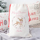 Personalised Christmas Santa Gift Sack – Reindeer Design  – Custom Name Christmas Sack Red, Pink, Green