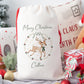 Personalised Christmas Santa Gift Sack – Reindeer Design  – Custom Name Christmas Sack Red, Pink, Green