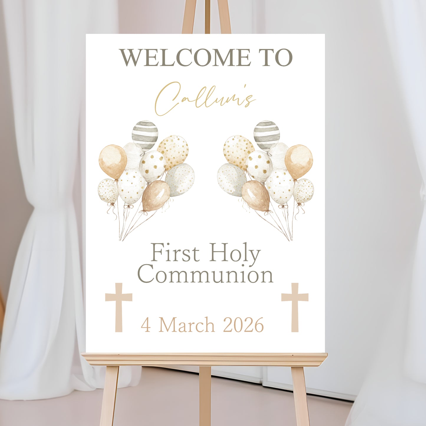 First Holy Communion Welcome Sign, Personalised Party Decor