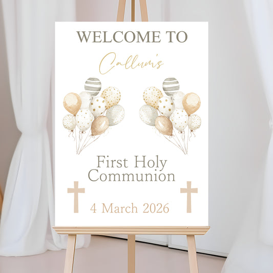 First Holy Communion Welcome Sign, Personalised Party Decor