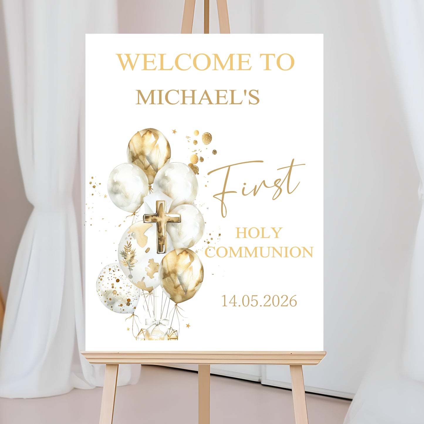 First Holy Communion Welcome Sign, Personalised Party Decor