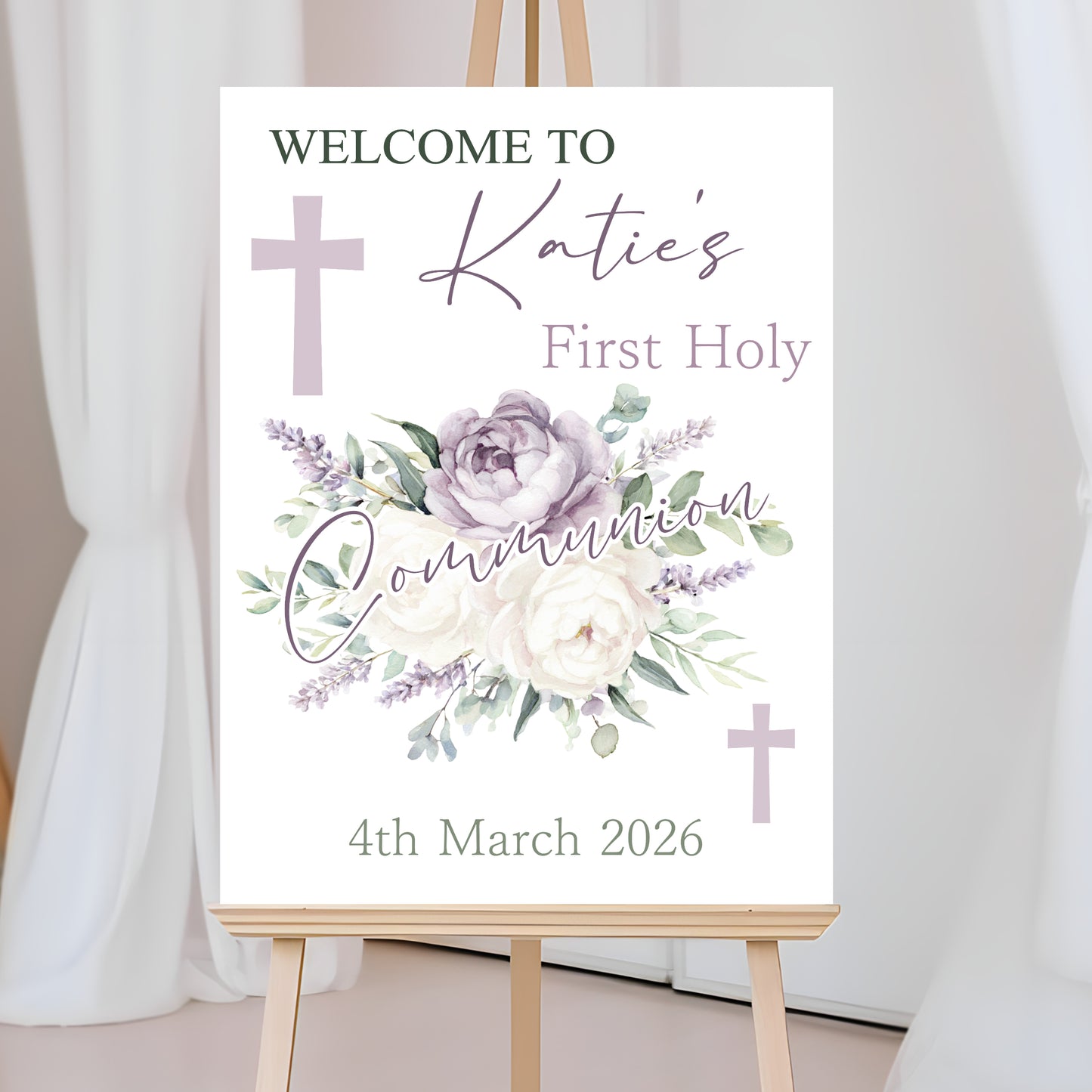 First Holy Communion Welcome Sign, Personalised Party Decor