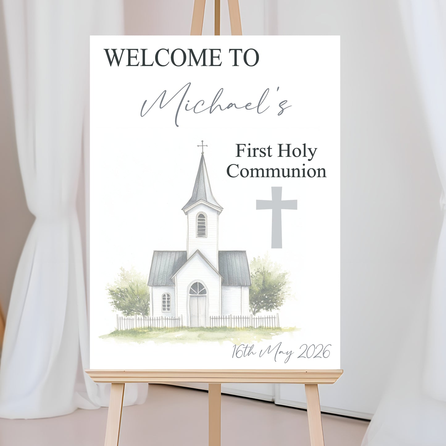 First Holy Communion Welcome Sign, Personalised Party Decor