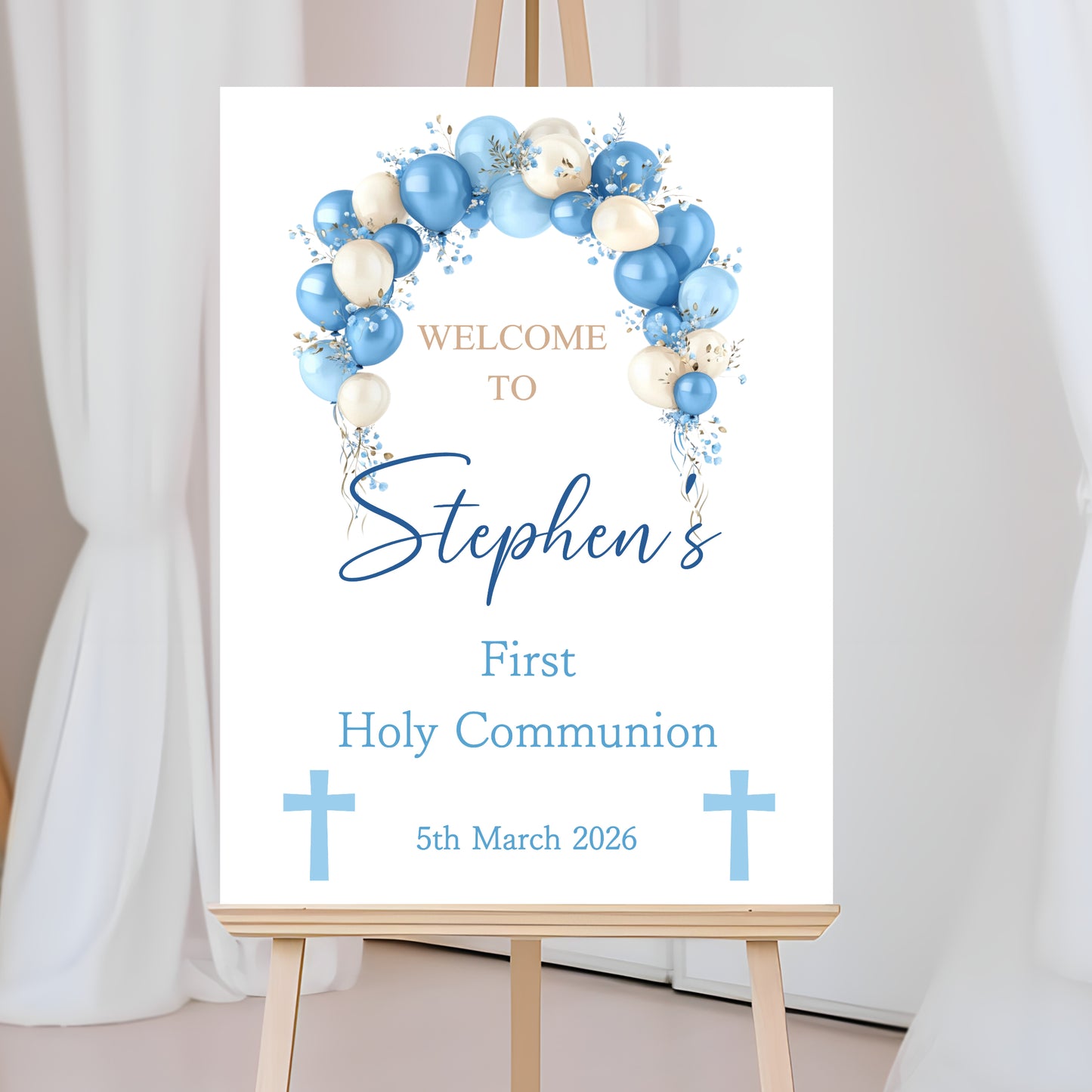 First Holy Communion Welcome Sign, Personalised Party Decor