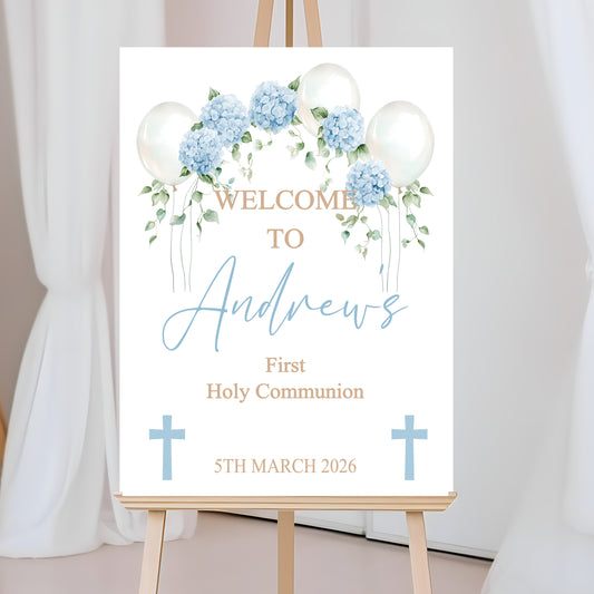 First Holy Communion Welcome Sign, Personalised Party Decor