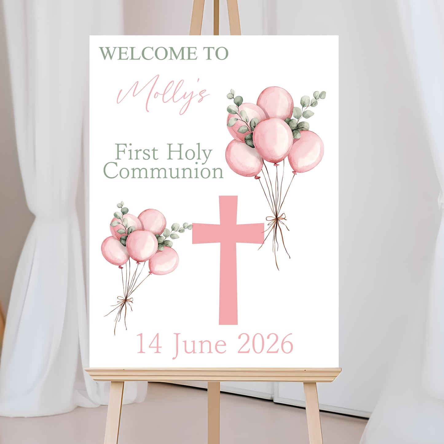 First Holy Communion Welcome Sign, Personalised Party Decor