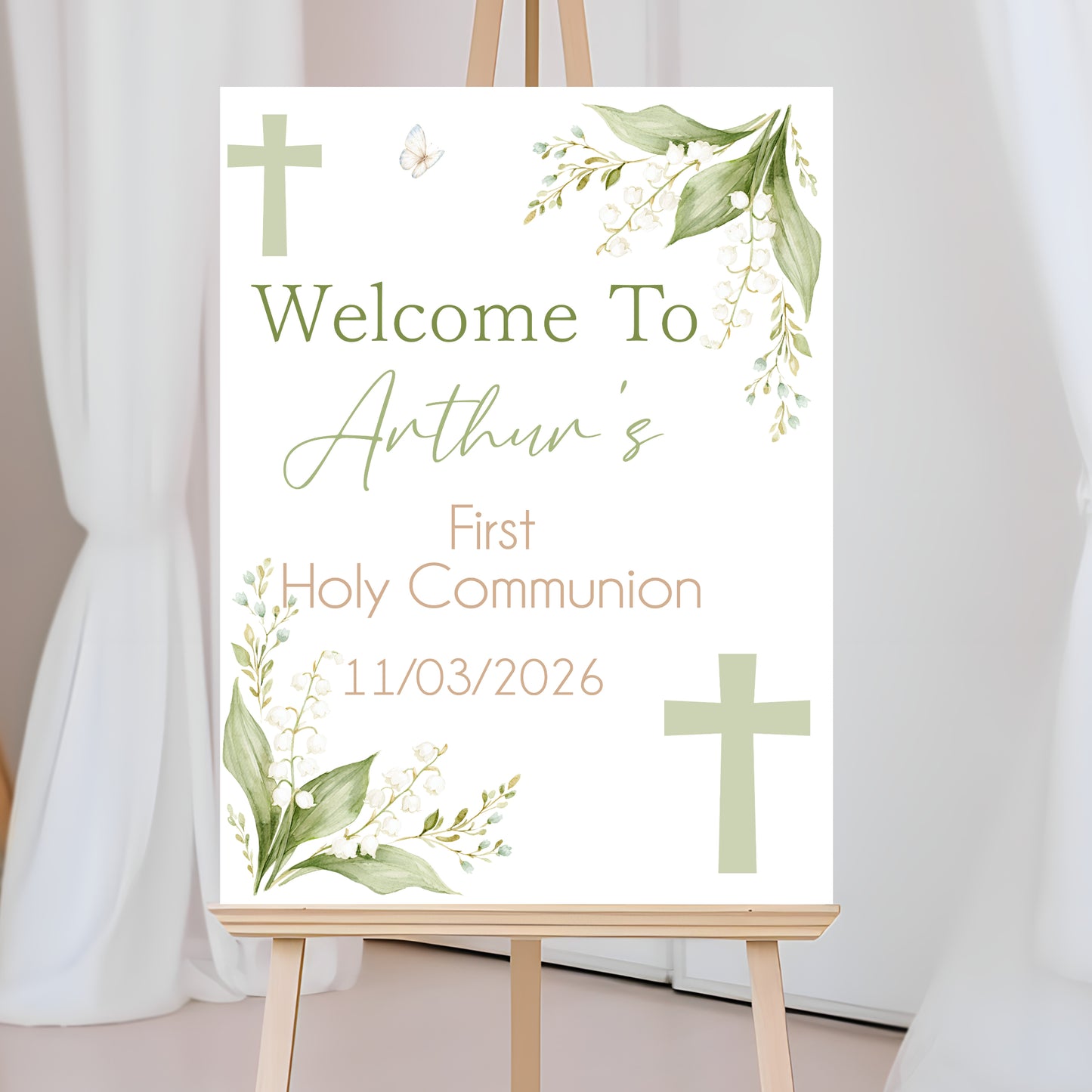First Holy Communion Welcome Sign, Personalised Party Decor