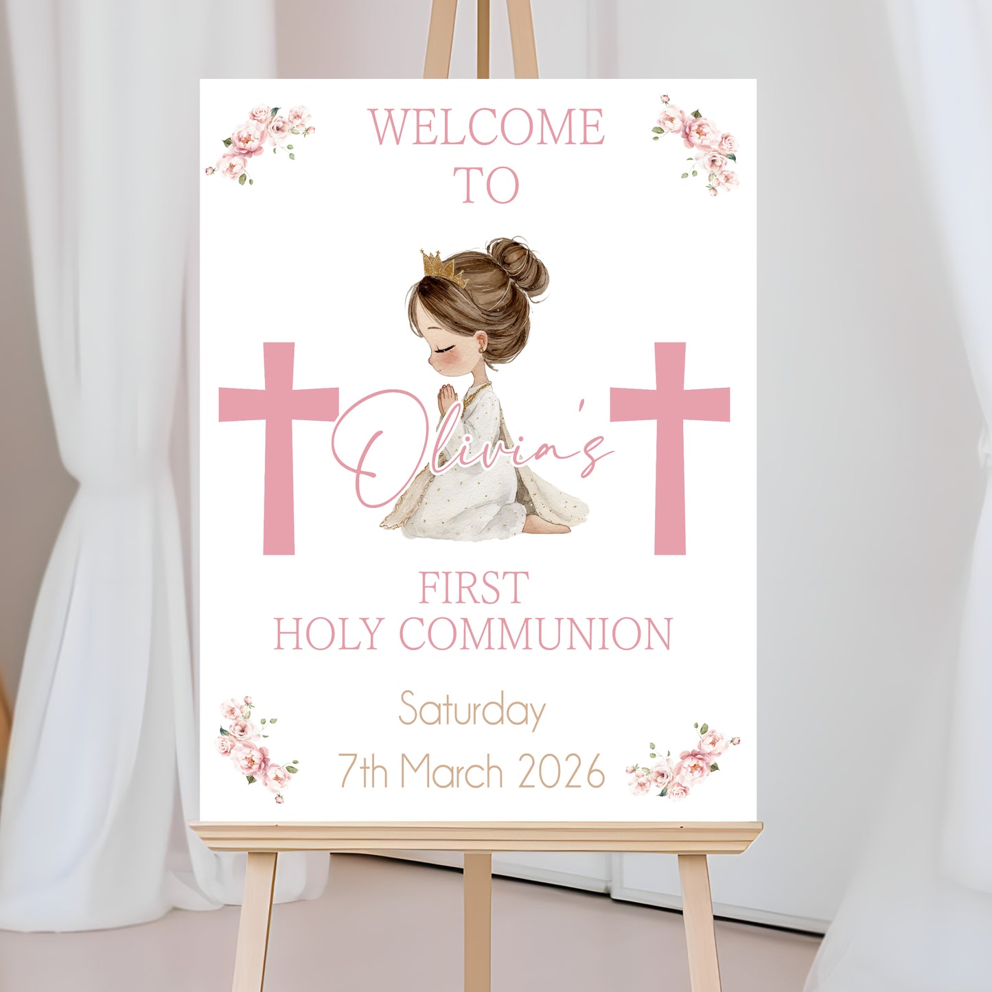 First Holy Communion Welcome Sign, Personalised Party Decor