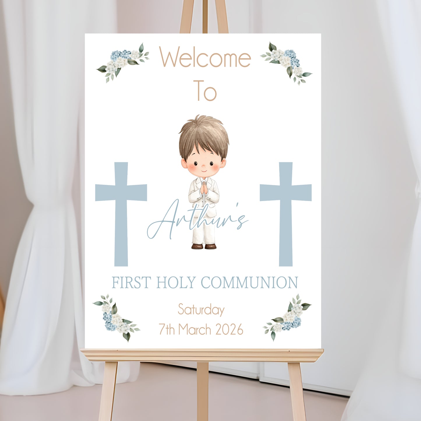 First Holy Communion Welcome Sign, Personalised Party Decor