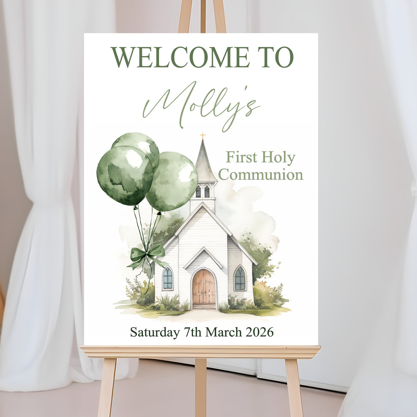 First Holy Communion Welcome Sign, Personalised Party Decor