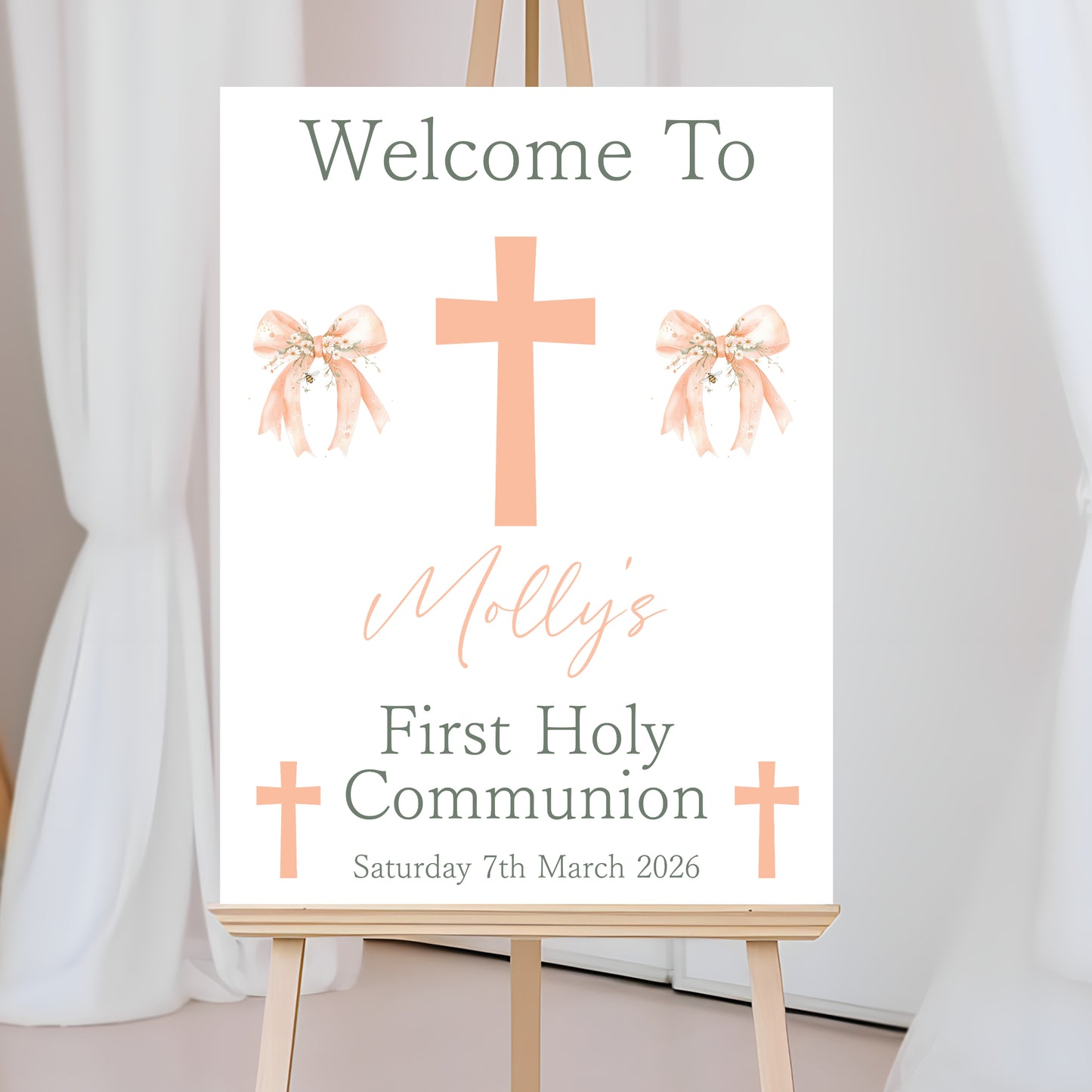 First Holy Communion Welcome Sign, Personalised Party Decor