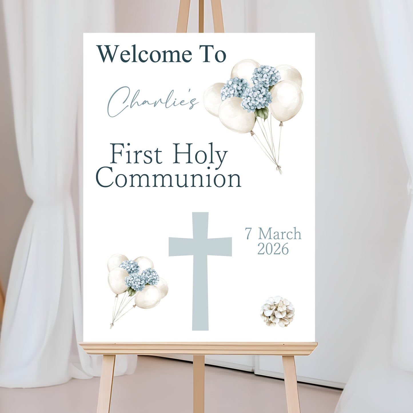 First Holy Communion Welcome Sign, Personalised Party Decor