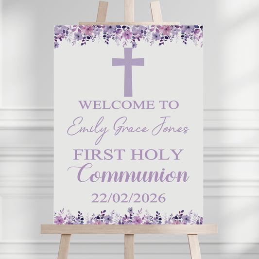 First Holy Communion Welcome Sign, Personalised Party Decor