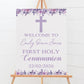First Holy Communion Welcome Sign, Personalised Party Decor