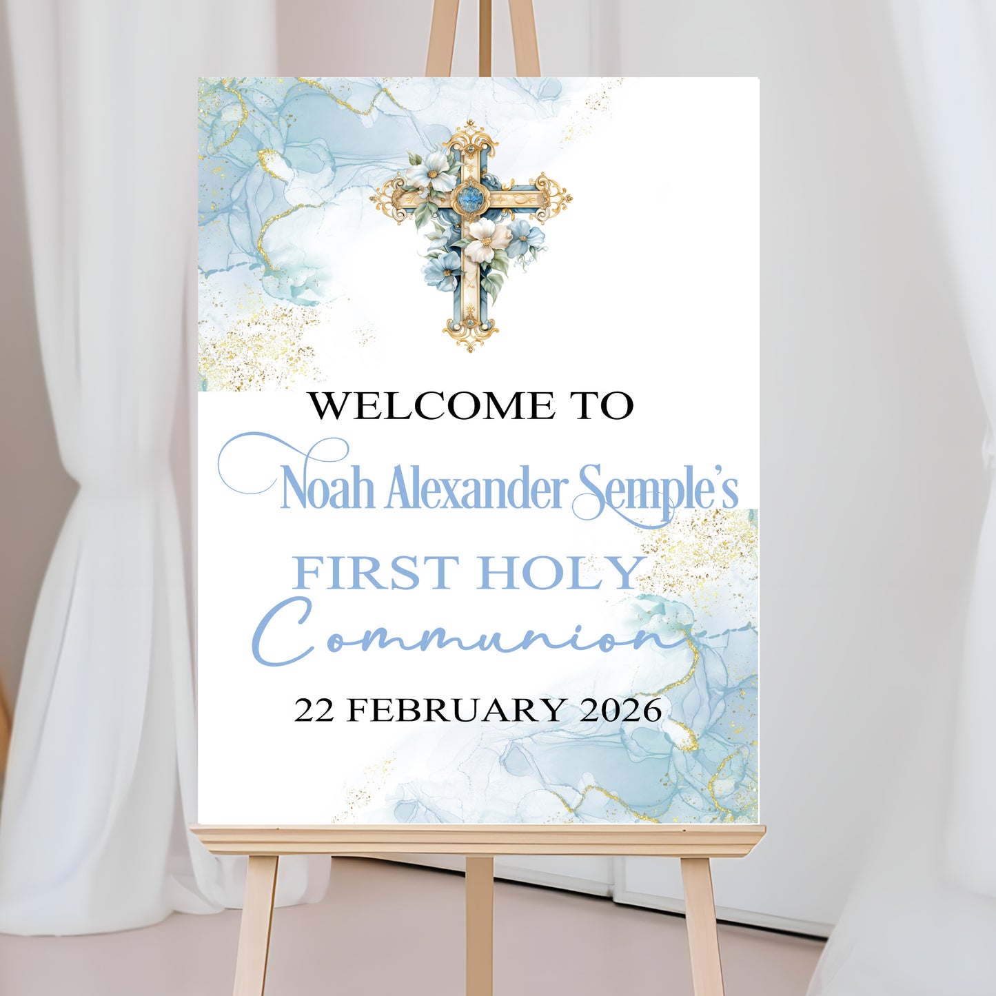 First Holy Communion Welcome Sign, Personalised Party Decor