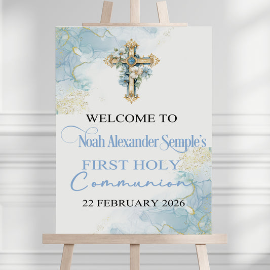 First Holy Communion Welcome Sign, Personalised Party Decor