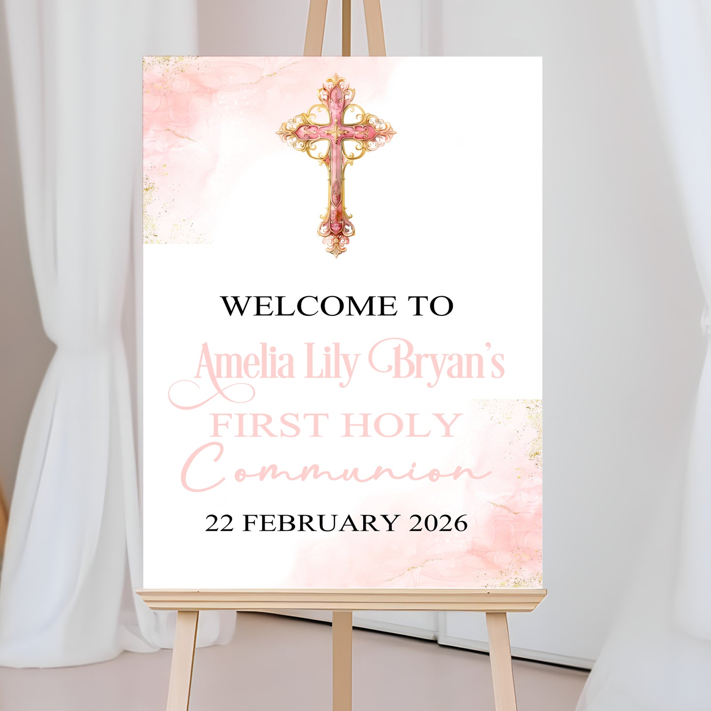 First Holy Communion Welcome Sign, Personalised Party Decor