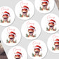Repeating pattern of a dinosaur wearing a Santa hat with 'Craig' text on a white background.