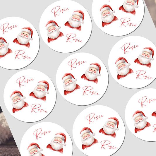 Christmas Stickers for Children's Gift Wrapping, Personalised With Name - Santa Claus