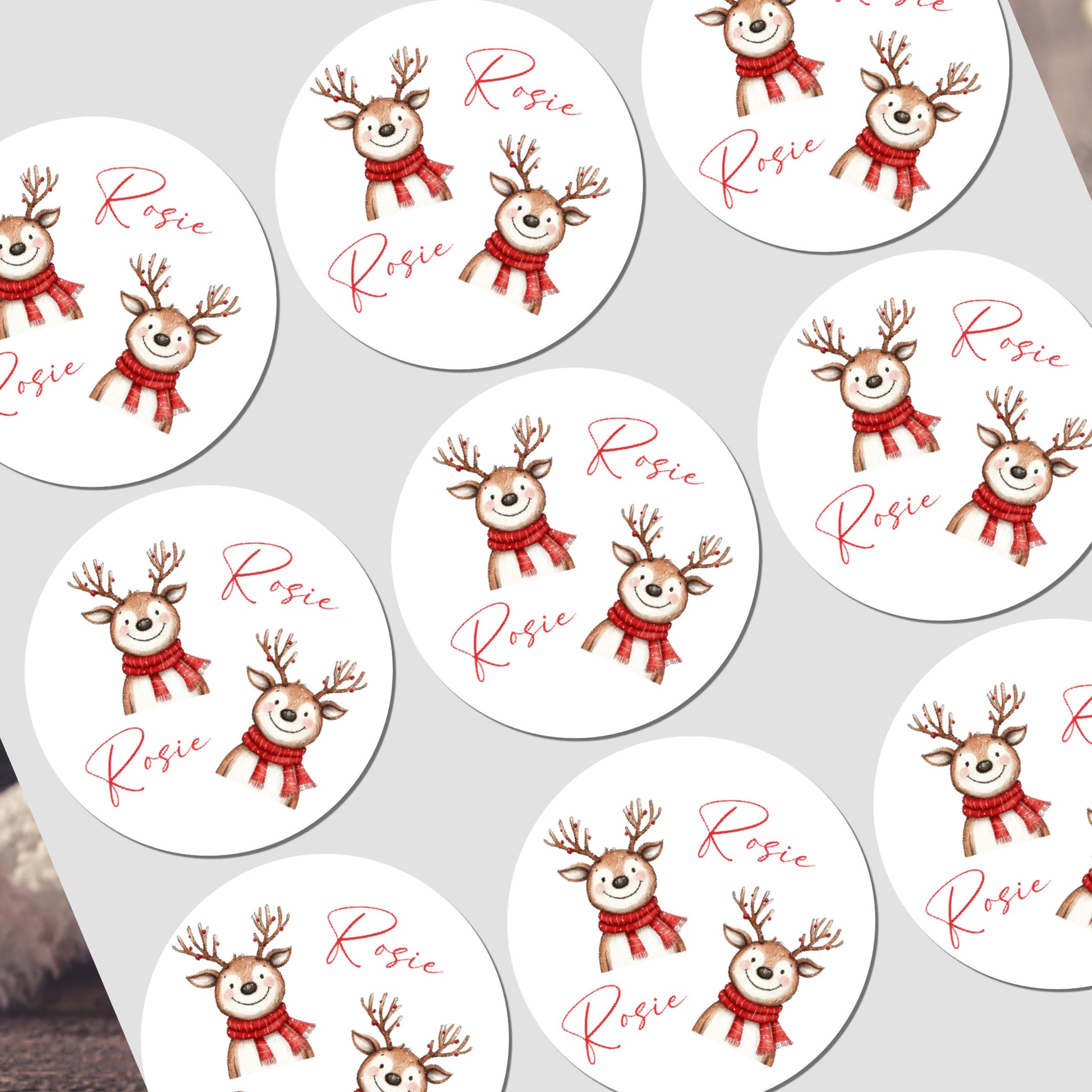 Stickers with reindeer design on a white background