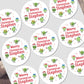 Personalized Christmas stickers with cartoon characters of brussels sprouts and 'Merry Christmas  text on a white background.