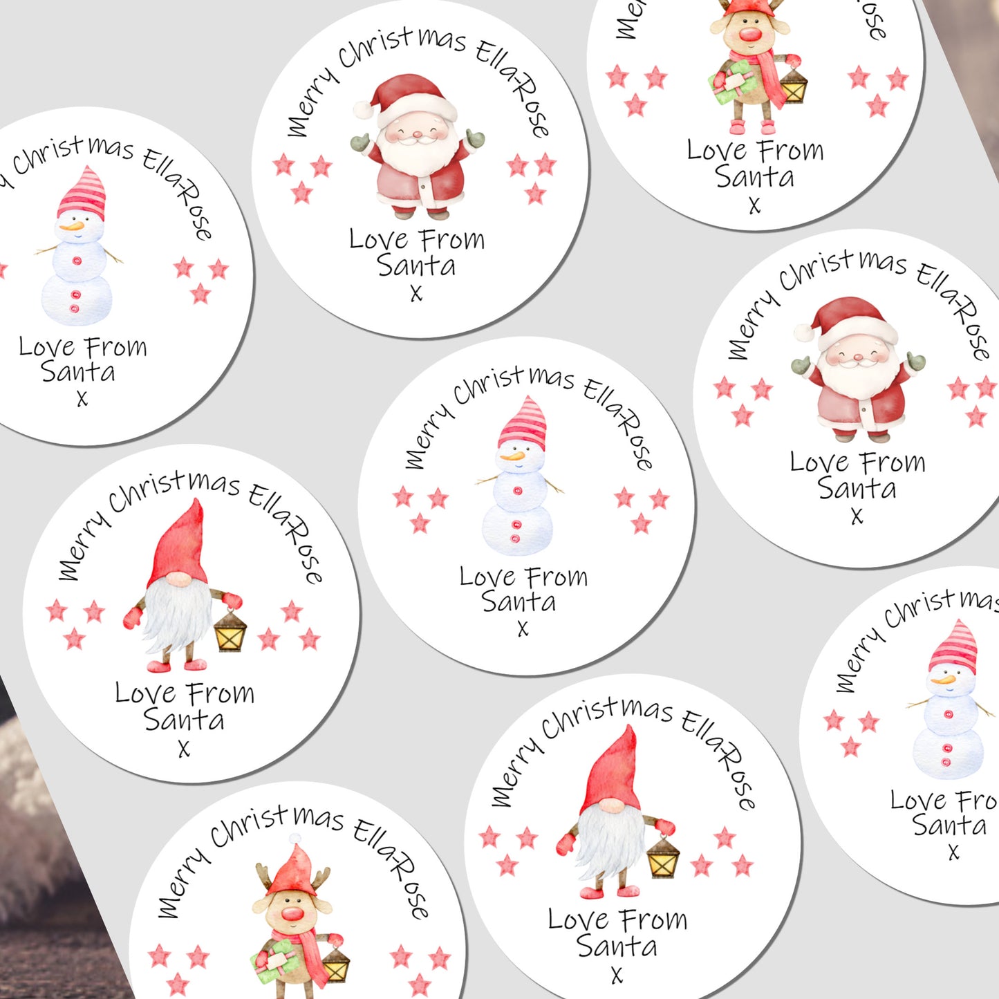 Personalised Children's Christmas Stickers for Gift Wrapping
