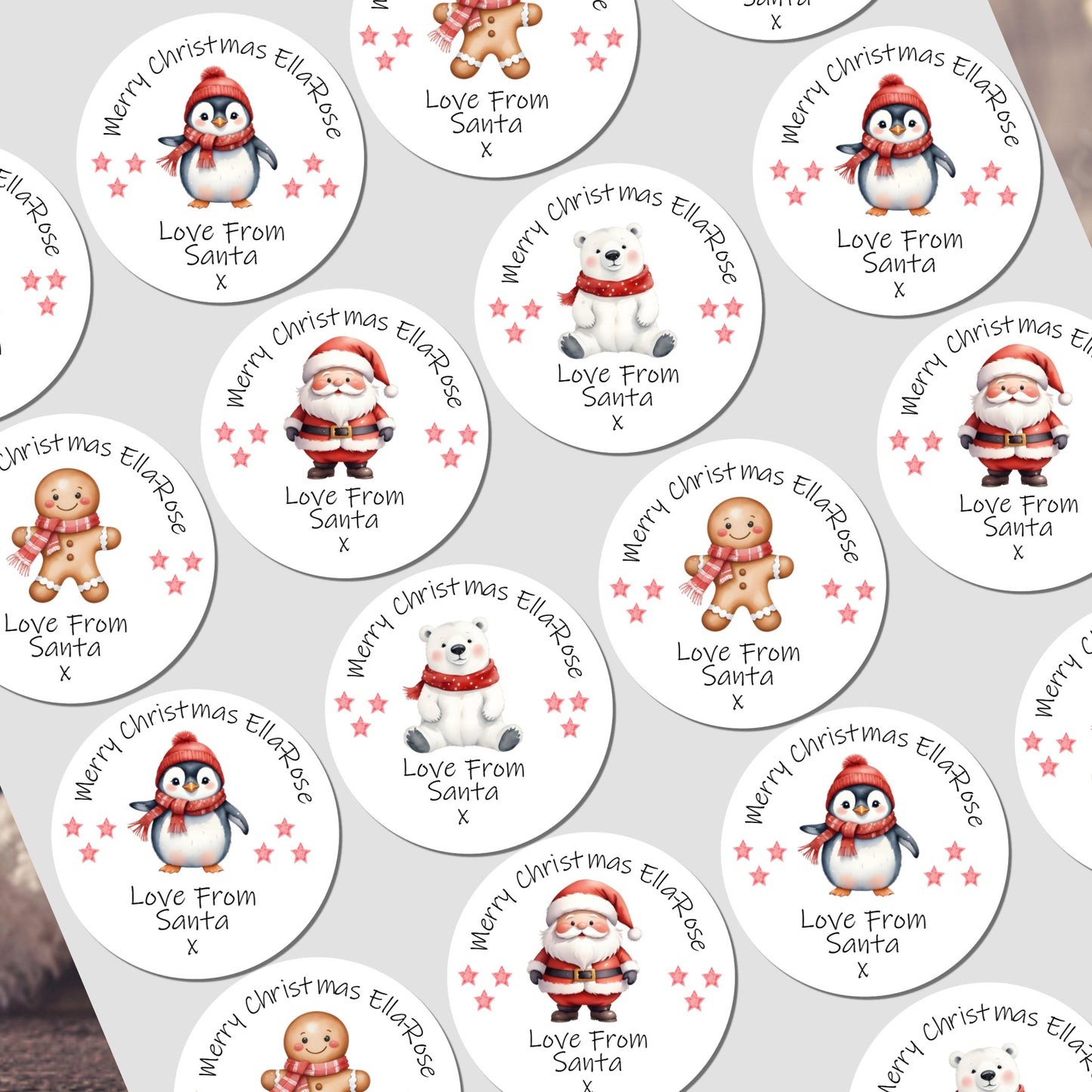 Personalised Children's Christmas Stickers for Gift Wrapping