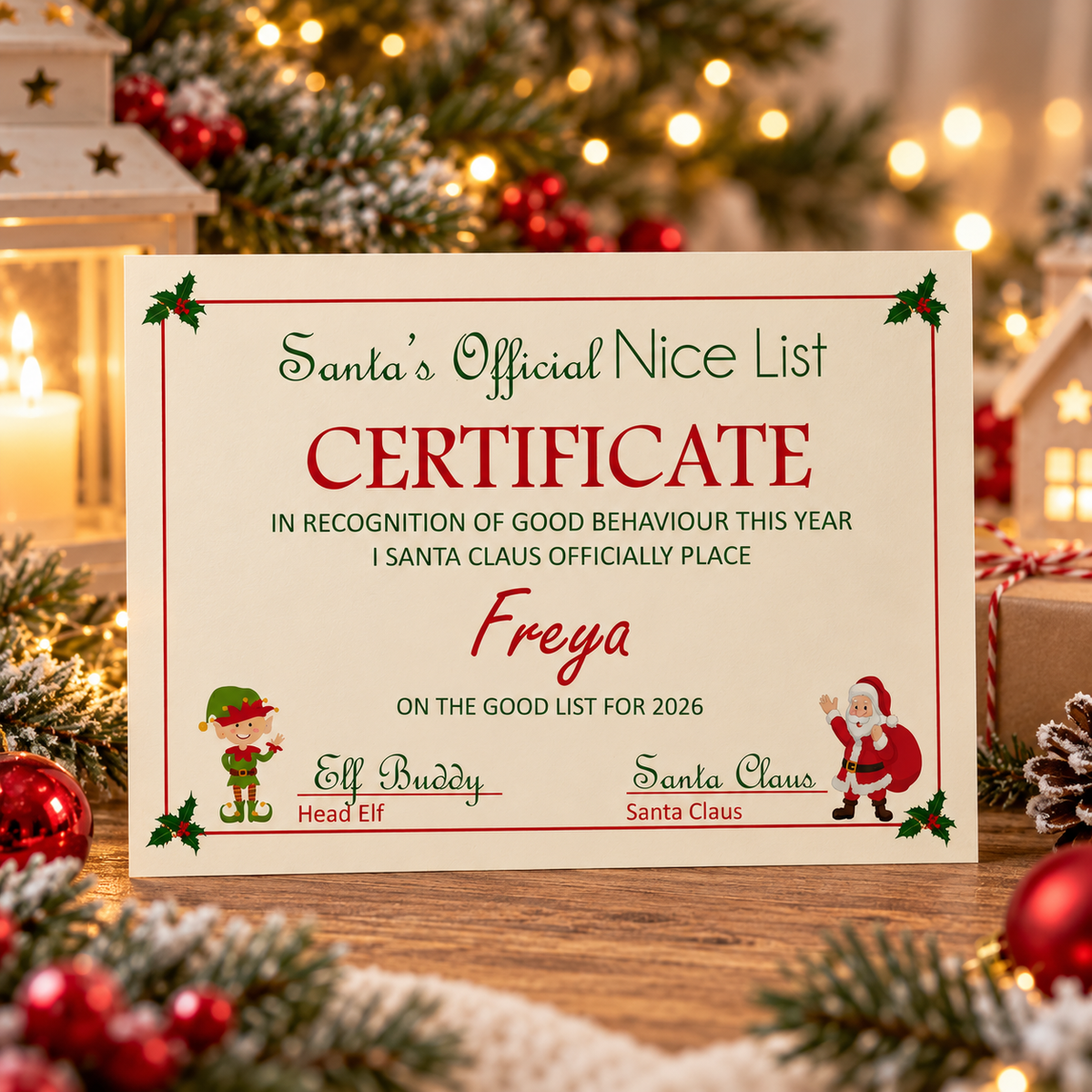 Personalised Santa Nice List Certificate