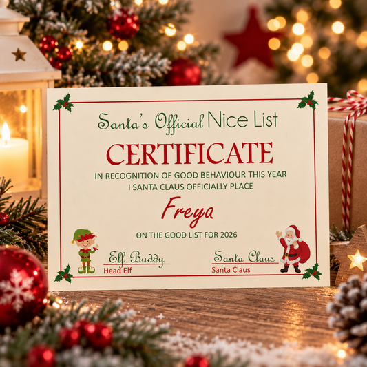 Personalised Santa Nice List Certificate