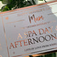 Personalised Mother's Day Card Foil Voucher, Spa Day, Afternoon Tea