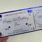 Personalised Birthday Card Foil Voucher Ticket, Surprise Reveal, Spa Day, Experience, Afternoon Tea