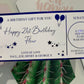 Personalised Birthday Card Foil Voucher Ticket, Surprise Reveal, Spa Day, Experience, Afternoon Tea