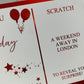 Personalised Birthday Card Foil Voucher Ticket, Surprise Reveal, Spa Day, Experience, Afternoon Tea