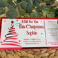 Personalised Foil Christmas Card, Surprise Reveal Scratch Off Ticket, Custom Holiday Greeting with Scratch-to-Reveal Message