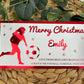 Personalised Foil Christmas Card, Football Surprise Reveal Scratch Off Ticket, Custom Holiday Greeting with Scratch-to-Reveal Message
