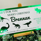 Personalised Foil Christmas Card, Surprise Reveal Scratch Off Ticket, Dinosaurs