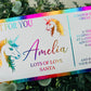 Personalised Foil Christmas Card, Surprise Reveal Scratch Off Ticket, Unicorn