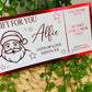 Personalised Foil Christmas Card, Surprise Reveal Scratch Off Ticket, Santa Claus